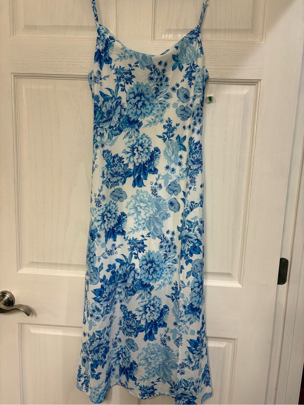 Petal & Pup White Slip Dress with Blue Floral Print